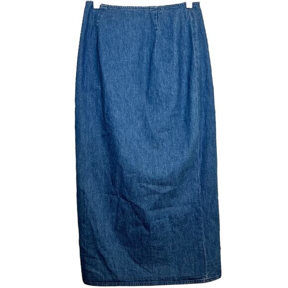 Ralph Lauren Country Denim Skirt 100% Cotton Wrap Single Button Medium Wash M - Picture 1 of 4